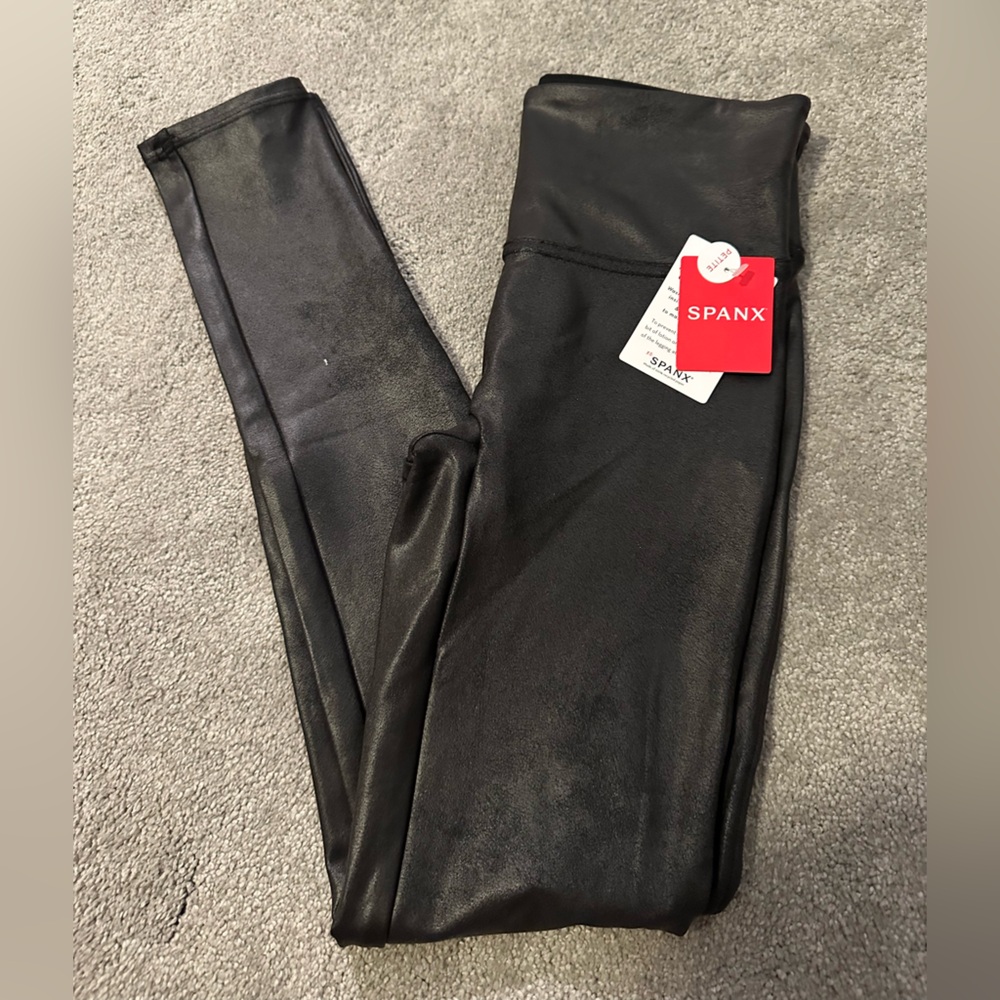 SPANX Black Leather Look Leggings